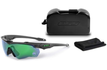 Image of ESS Waterman CrossBladeNARO Sunglasses, Carbon Gray Frame, Polarized Mirrored Green Lens, Medium/Small, EE9034-20