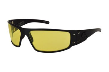 Image of Gatorz Magnum Z Ansi Z87.1 Sunglasses, Matte Black Frame, Yellow W/ Anti-Fog Lens, MAGZBLK04A