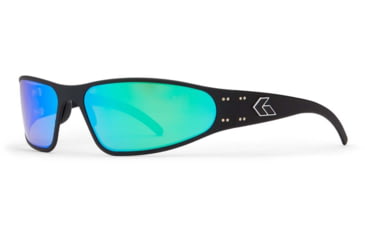 Image of Gatorz Wraptor Sunglasses, Black Frame, Brown Polarized w/Green Mirror Lens, Polarized, WRABLK03P-G