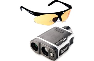 Image of 2-PC Bushnell Golfing Gift Package - Bushnell PinSeeker 1500 Laser Rangefinder 205103 Golf w/ Slope +/- and Bolle Parole Golf Sunglasses, Matte Black Frame/TNS Gun, Vermillon, EagleVision 2, Clear Lens Set 0754201524