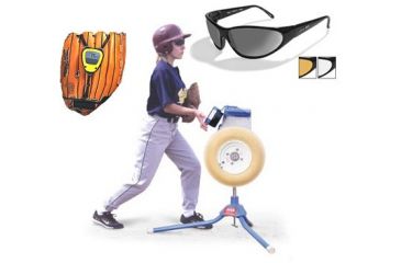 Image of 3-PC Softball Fan Gift Package - JUGS Softball Pitching Machine M1100, Sports Sensors Glove Radar, Wiley-X ROMER II 1006