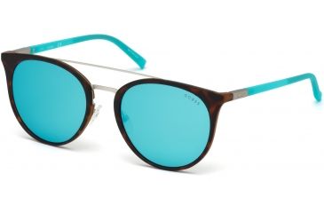 Image of Guess GU3021 Sunglasses - Dark Havana Frame Color, Smoke Mirror Lens Color