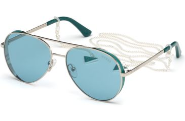 Image of Guess GU7607 Sunglasses - Shiny Light Nickel Tin Frame Color, Blue Lens Color