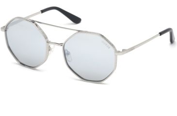 Image of Guess GU7636 Sunglasses - Shiny Light Nickeltin Frame Color, Smoke Mirror Lens Color