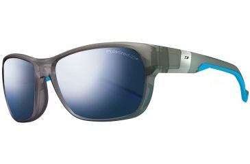 Image of Julbo Coast Single Vision Prescription Sunglasses, Matte Transparent Grey / Blue Frame, Polarized 3+ Mlayer Blue Lens, Polarized-J4729121SV