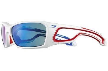 Image of Julbo Pipeline Sunglasses; White/Blue/Red Frame w/  Polarized Blue Lenses 4289111