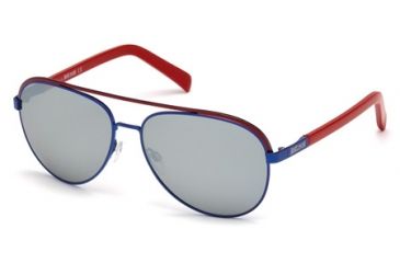 Image of Just Cavalli JC654S Sunglasses - Shiny Blue Frame Color, Smoke Mirror Lens Color