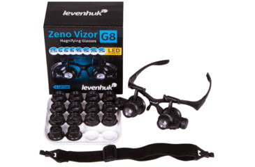 Image of Levenhuk Zeno Vizor G8 Magnifying Glasses, Optical Plastic, 2.5x/4x/6x/8x/10x/15x/20x/25x, Black, Small, 74106