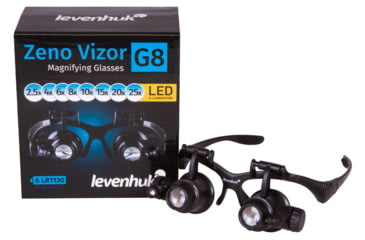 Image of Levenhuk Zeno Vizor G8 Magnifying Glasses, Optical Plastic, 2.5x/4x/6x/8x/10x/15x/20x/25x, Black, Small, 74106