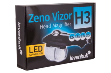 Image of Levenhuk Zeno Vizor H3 Head Magnifier, 100x45mm, 1.2x/1.8x/2.5x/3.5x, Black, Small, 69670