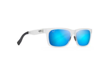 Image of Maui Jim Boardwalk Polarized Square Sunglasses, Matte Crystal Frame, Blue Hawaii Lens, Matte Crystal B539-05CM