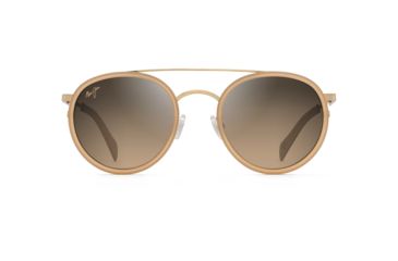 Image of Maui Jim Even Keel Polarized Round Sunglasses, Gold w/ S&amp;stone Frame, HCL Bronze Lens, Gold w/ S&amp;stone HS534-22