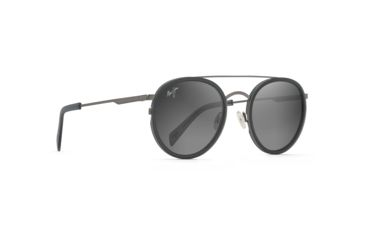 Image of Maui Jim Even Keel Polarized Round Sunglasses, Gunmetal / Translucent Matte Grey Frame, Neutral Grey Lens, Gunmetal / Translucent Matte Grey GS534-02D
