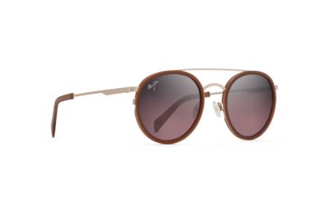 Image of Maui Jim Even Keel Polarized Round Sunglasses, Rose Gold w/ Translucent Coconut Matte Brown Frame, Maui Rose Lens, Rose Gold w/ Translucent Coconut Matte Brown RS534-16R