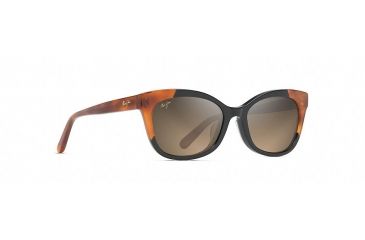 Image of Maui Jim Ilima Polarized Cat Eye  Sunglasses,Gloss Black with Bourbon Tortoise,HCL Bronze Lens HS759-59B