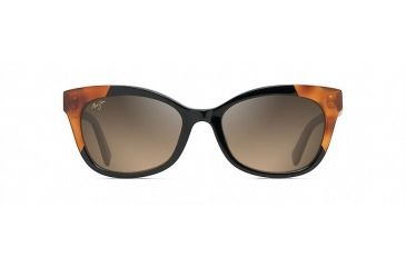 Image of Maui Jim Ilima Polarized Cat Eye  Sunglasses,Gloss Black with Bourbon Tortoise,HCL Bronze Lens HS759-59B