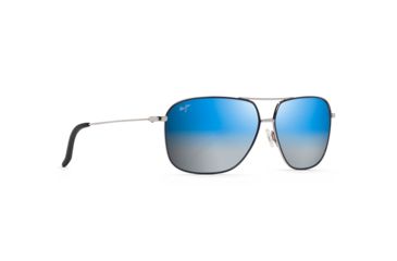 Image of Maui Jim Kami Polarized Aviator Sunglasses, Silver w/ Navy Blue Frame, Dual Mirror Blue To Silver Lens, Silver w/ Navy Blue DBS778-06A