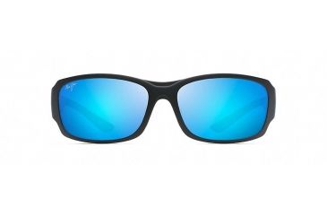 Image of Maui Jim Monkeypod Polarized Wrap  Sunglasses,Matte Black,Blue Hawaii Lens B441-2M