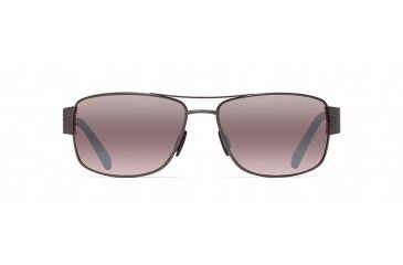 Image of Maui Jim Ohia Polarized Rectangular  Sunglasses,Satin Dark Gunmetal/Burgundy,Maui Rose Lens R703-02S