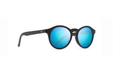 Image of Maui Jim Pineapple Polarized Round Sunglasses, Black Matte Frame, Blue Hawaii Lens, Black Matte B784-2M