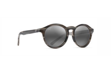 Image of Maui Jim Pineapple Polarized Round Sunglasses, Slate Grey and Brown Stripe Frame, Neutral Grey Lens, Slate Grey and Brown Stripe 784-14D