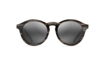 Image of Maui Jim Pineapple Polarized Round Sunglasses, Slate Grey and Brown Stripe Frame, Neutral Grey Lens, Slate Grey and Brown Stripe 784-14D