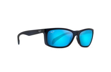 Image of Maui Jim Puhi Polarized Square Sunglasses, Translucent Navy Blue Frame, Blue Hawaii Lens, Translucent Navy Blue B785-08A