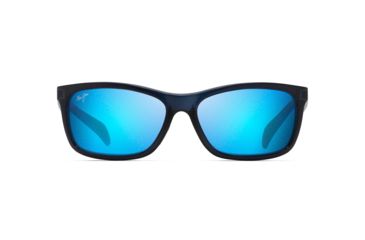 Image of Maui Jim Puhi Polarized Square Sunglasses, Translucent Navy Blue Frame, Blue Hawaii Lens, Translucent Navy Blue B785-08A
