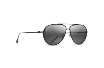 Image of Maui Jim Shallows Polarized Aviator Sunglasses, Black Matte Frame, Neutral Grey Lens, Black Matte 543-2M