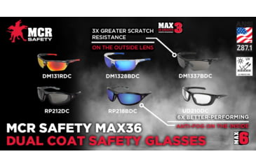 Image of MCR Safety Swagger RP2 Series Safety Glasses, MAX36 Anti-Fog / Anti-Scratch Coating, Foam Lined Lenses, Gray, One Size, RP212DC