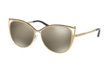 Image of Michael Kors INA MK1020 Sunglasses 11645A-56 - Gold Marble/gold-tone Frame, Bronze Mirror Lenses