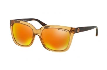 Image of Michael Kors SANDESTIN MK6016 Sunglasses 30516Q-54 - Glossy Brown Tortoise Frame, Orange Mirror Lenses