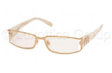 Image of Miu Miu MU66EV SV Prescription Eyeglasses - Shiny Brass Demo Lens Frame w/ 50 mm Diameter Lenses, 7OE1O1-5016