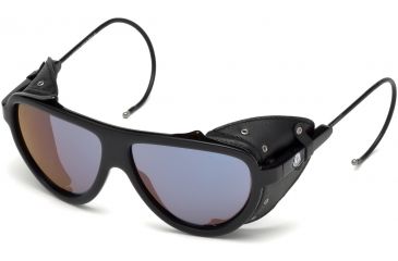 Image of Moncler ML0004 Sunglasses - Shiny Black Frame Color, Gradient Or Mirror Violet Lens Color