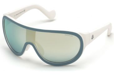 Image of Moncler ML0047 Sunglasses - Light Blue Frame Color, Smoke Mirror Lens Color