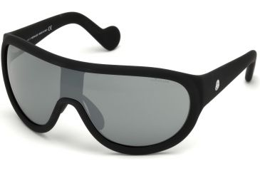 Image of Moncler ML0047 Sunglasses - Matte Black Frame Color, Smoke Mirror Lens Color