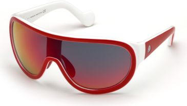 Image of Moncler ML0047 Sunglasses - Red Frame Color, Smoke Mirror Lens Color