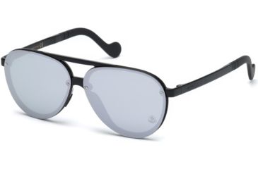 Image of Moncler ML0063 Sunglasses - Shiny Black Frame Color, Smoke Mirror Lens Color