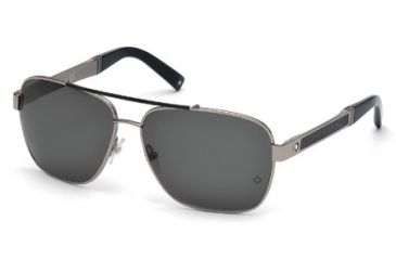Image of Mont Blanc MB463S Sunglasses - Shiny Light Ruthenium Frame Color, Smoke Lens Color
