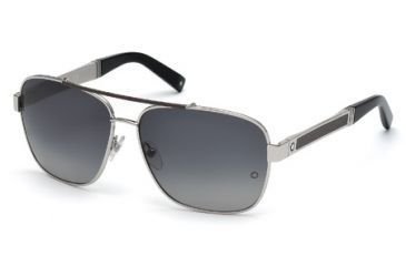 Image of Mont Blanc MB463S Sunglasses - Shiny Palladium Frame Color, Smoke Polarized Lens Color