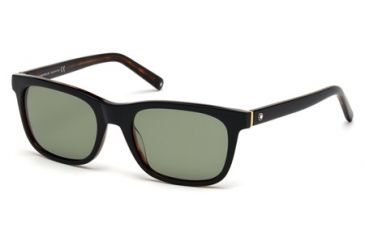 Image of Mont Blanc MB507S Sunglasses - Shiny Black Frame Color, Green Lens Color