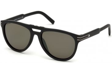 Image of Mont Blanc MB699S Sunglasses - Matte Black Frame Color, Green Lens Color
