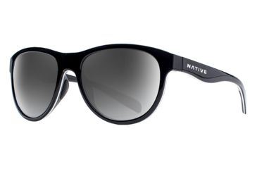 Image of Native Eyewear Acadia Single Vision Prescription Sunglasses, Gloss Black / White / Gloss Black Frame, Polarized, 193 300 523SV