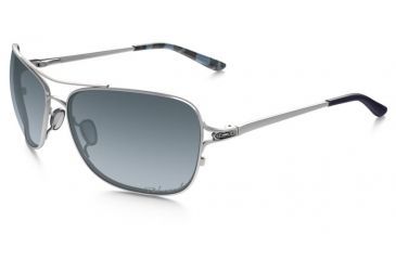 Image of Oakley Conquest Sunglasses Polished Chrome/Blue Moss Frame, Grey Gradient Polarized Lens-OO4101-06