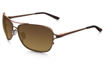Image of Oakley Conquest Sunglasses Satin Rose Gold/Tortoise Frame, Brown Gradient Polarized Lens-OO4101-01