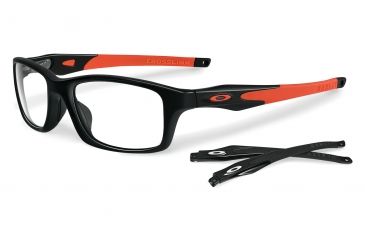 Image of Oakley Crosslink Eyeglass Frames with Non-Rx Lenses, Polished Black/Orange Frame, 53mm OX8027-1153
