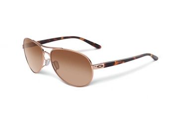 Image of Oakley Feedback Womens Sunglasses, Rose Gold Frame, VR50 Brown Gradient Lens OO4079-01