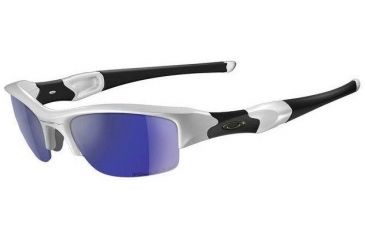 Image of Oakley Flak Jacket Polished White Frame w/ Deep Blue Polarized Lenses Sunglasses 24-017