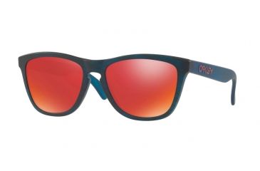Image of Oakley Frogskins OO9013 Single Vision Prescription Sunglasses, 55mm, Matte Blue Woodgrain, OO9013-9013B5-55-SV