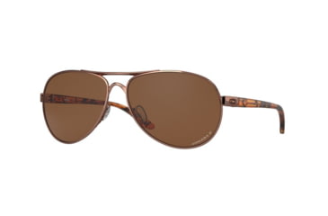 Image of Oakley OO4079 Feedback Sunglasses - Women's, Rose Gold Frame, Prizm Tungsten Polarized Lenses, 407931-59